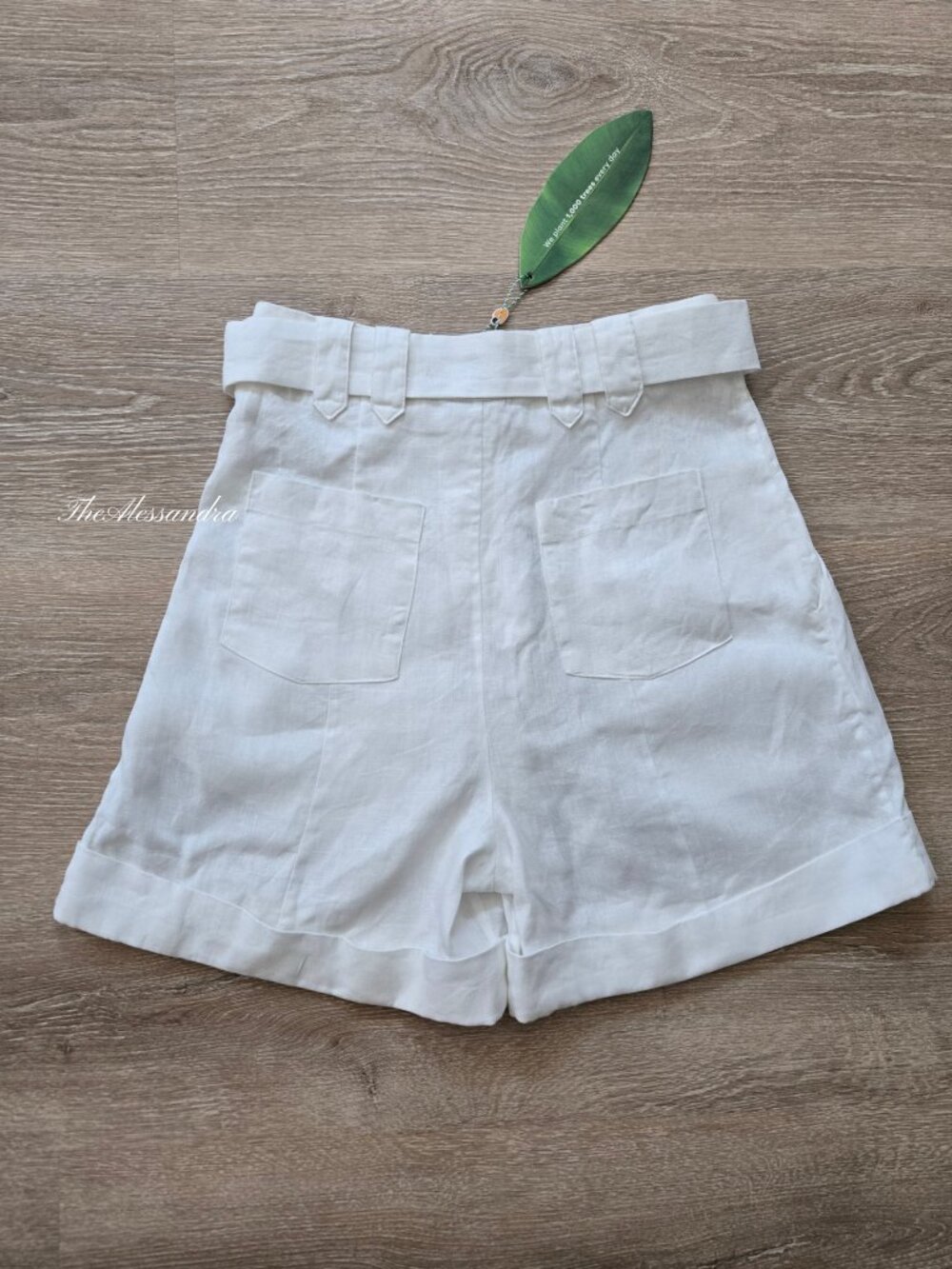 Farm Rio Tailored Linen Belted Shorts Ivory High Rise Size M New With Tags $145 - Picture 9 of 17